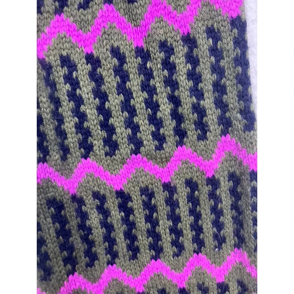 J.Crew‎ Knit Scarf Womens OS Purple Fair Isle Lambs Wool Cashmere Winter